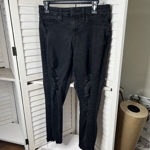 Universal Thread Women's High Rise Skinny Jegging Black Distressed Raw Hem Sz 10
